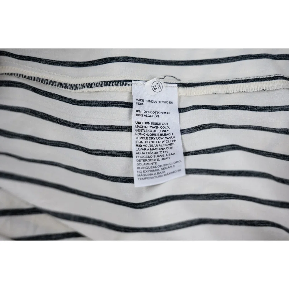 Chico's Shirt Dress Womens 3.5 (US 18) Ivory Black Stripe Excellent Cotton Maxi - Picture 7 of 7